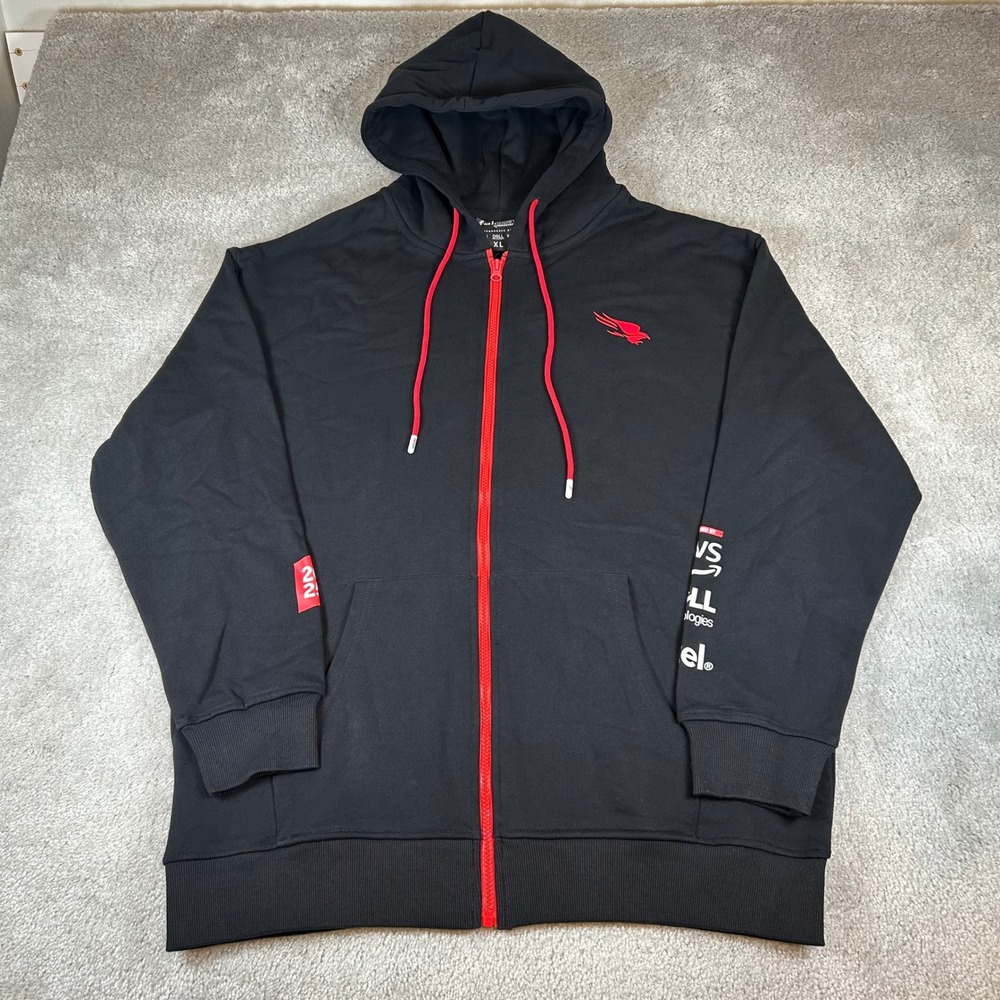 CrowdStrike Falcon Zip Hoodie Mens XL Black Red Tech AWS Dell Intel Graphic 2025